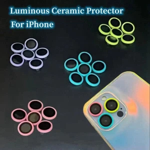 Camera Lens Glass Protector Metal Ring Luminous For iPhone 12 13 14 15 Pro Max - Foto 1 di 19