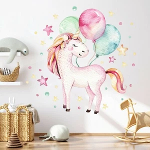 Baby Unicorn Balloon Stars Bubble Removable Wall Fabric Decal Set Gift Decor - Bild 1 von 6