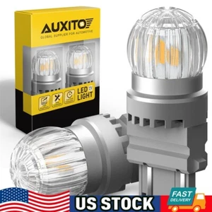 2X AUXITO 3157 LED Amber Yellow Turn Signal Parking DRL High Power Light Bulbs D - Picture 1 of 11