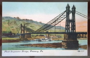 Point Suspension Bridge, Pittsburgh, PA - 1907-15, raue Kanten, gebogene Ecke - Bild 1 von 3