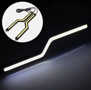 2Pcs White Z Shape COB LED Car DRL Driving Daytime Running Lamp Fog Light Strip - Picture 1 of 4