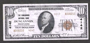 1929 $10 DUNCANNON NATIONAL BANK PENNSYLVANIA ~ PERRY COUNTY ~ CHOICE XF - Picture 1 of 2