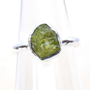 Natural Raw Peridot Stack Ring 925 Sterling Silver Peridot Birthstone Ring-RR143 - Picture 1 of 3