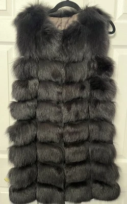 Fox Fur vest Black  Size S - Image 1 of 4