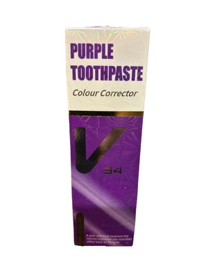 Creme dental corretor de cor V34, creme dental roxo para clareamento dental, 30ml - Imagem 1 de 4