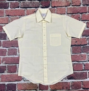 Vintage Arrow Kent Shirt Men's Large 15.5 Yellow Rockabilly 60s 70s USA Preppy - Picture 1 of 7