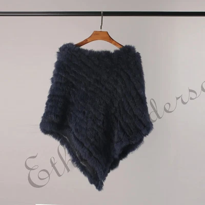 Poncho Chaleco Tejido Piel Conejo Granja Real Mantón Envolvente Dama Fiesta Venta al por mayor C4 Foto 1 de 4