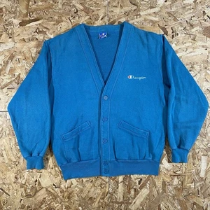 Vintage 80s Champion Button Up Cardigan Teal Size XL - Picture 1 of 4
