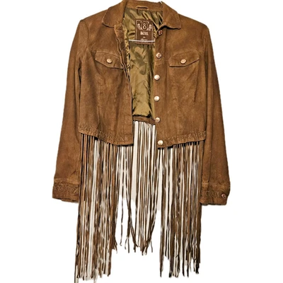 Diesel Sunita Talla M Piel de Cabra Cuero Flecos Moto Chaqueta Western Boho Retro Lujo Foto 1 de 4