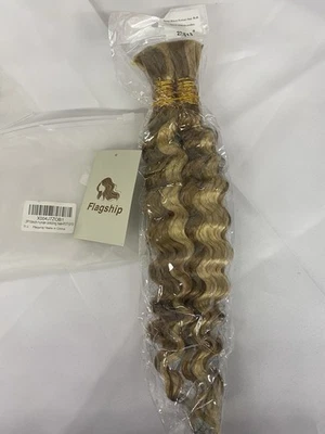 2 Pc - 16” Human Braiding Hair P27/613 Deep Wave 50g Bundles - Image 1 of 4