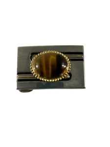 Vintage Belt Buckle Silver Tone Tigers Eye Cabochon Gemstone Western Cowgirl - Picture 1 of 7