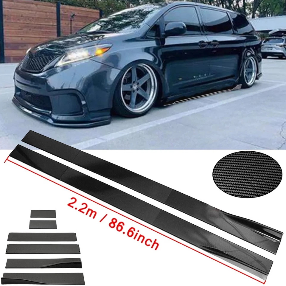 For Toyota Sienna Carbon Fiber 2.2m/86.6inch Side Skirt Extensions Rocker Panel Foto 1 de 4