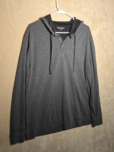 Huntworth Thermal Hoodie Henley XL Gray Waffle Knit Hooded Long Slev Pullover152 - Picture 1 of 4