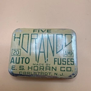 VINTAGE RARE HORANCO AUTO FUSE TIN CONTAINER LITHO ADVERTISEMENT CARLSTADT N.J - Picture 1 of 4