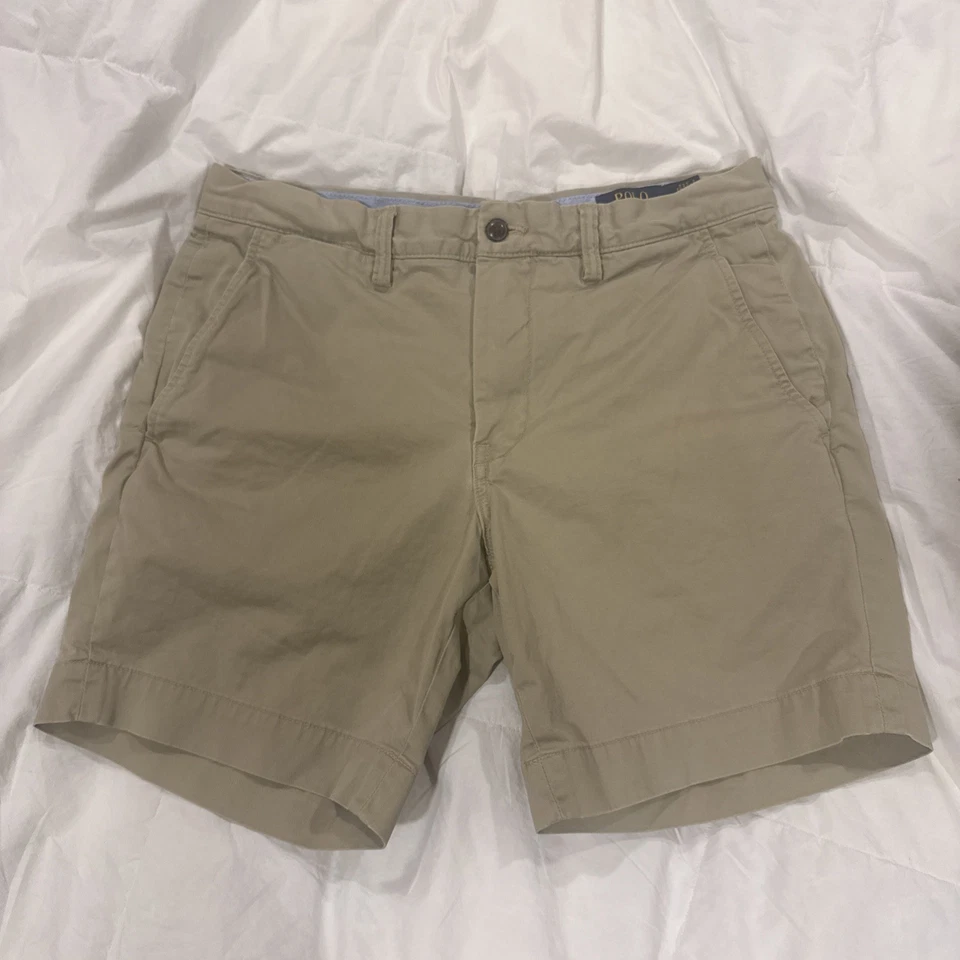 Мужские шорты хаки Polo Ralph Lauren стрейч прямой крой Chino Twill 30 6 дюймов - Изображение 1 из 4