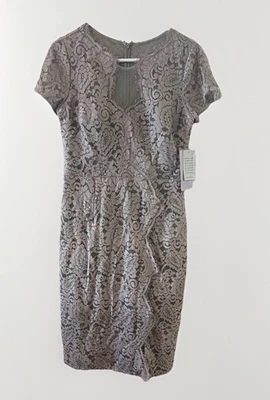 JS Collections Panel Lace Short Sleeve Dress Purple Size 6 MSRP $295 - Image 1 of 4