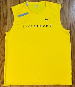 Y2K Nike Fit Dry Yellow LIVESTRONG Sleeveless Tank Shirt Men’s XL - Picture 1 of 7