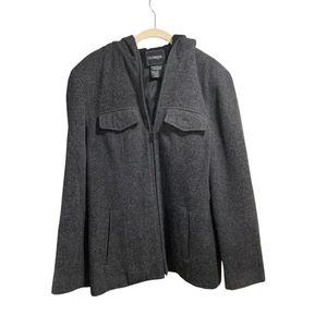 Chaqueta corta de lana Outbrook para mujer con capucha gris carbón L invierno exterior cremallera - Imagen 1 de 5