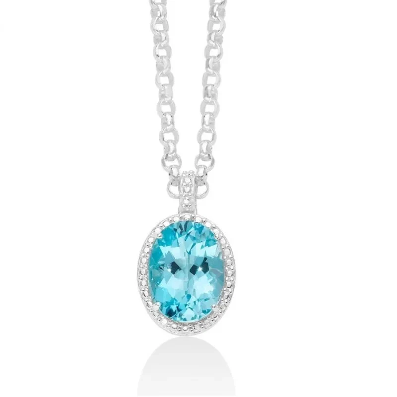 Girocollo Miluna Donna Argento Pendente Topazio Azzurro Ovale 11,5ct  _CLD4356 - Immagine 1 di 1