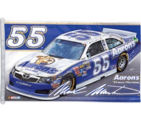 Nascar Mark Martin # 55 Wincraft Premium Aaron's 3' X 5' Flag w/ D-Rings NEW! Cover