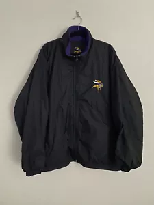 Pro Player Mens XL Minnesota Vikings Embroidered Reversible Fleece Jacket Vtg - Picture 1 of 9
