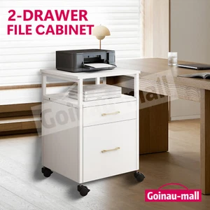 2 Drawers File Cabinet Office Filing Storage Rolling Lateral Document Organiser - Picture 1 of 8