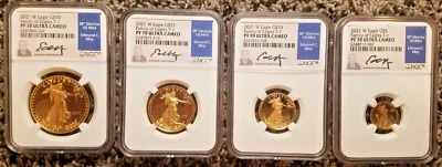 2021-W 4 PC Set Proof Type 1 American Gold Eagle First Strike NGC PF70 Ult Cameo - Image 1 of 4
