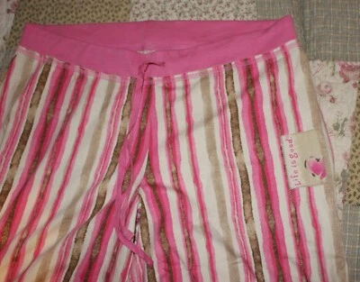 Calça de dormir feminina Life Is Good Heart malha rosa listra água grande nova sem etiquetas - Imagem 1 de 4