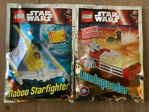 Lot of 2 LEGO Star Wars Foil Packs- Naboo Fighter & Landspeeder - Free Shipping!