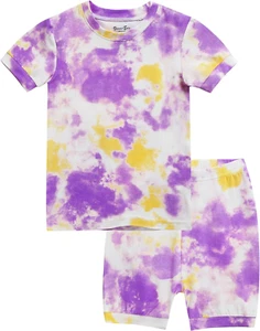 Infant Toddler Kids Junior Soft Bamboo Pajamas Tie Dye Short Summer Pjs 2Pcs Set - Picture 1 of 11