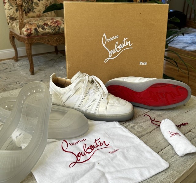 all white red bottom sneakers