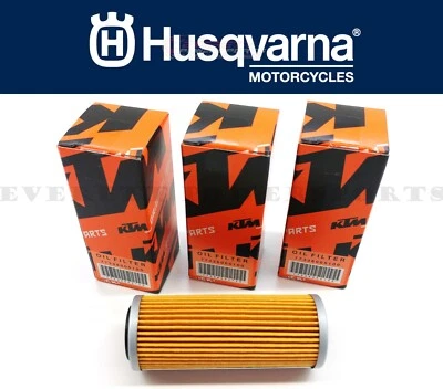 Oil Filter Kit 3x FC FE FS FX 250 350 450 501 14-23 OEM Husqvarna #E156 A - Image 1 of 4