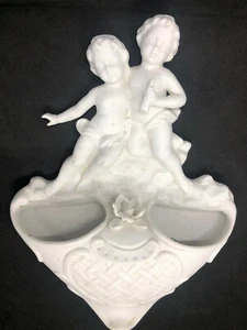 VINTAGE INARCO WHITE BISQUE CHERUB / PUTTI DOUBLE WALL PACKET - Picture 1 of 4