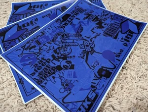Blue JDM Sticker Bomb Vinyl Wrap Sheet For Accessories Wraps - Picture 1 of 2