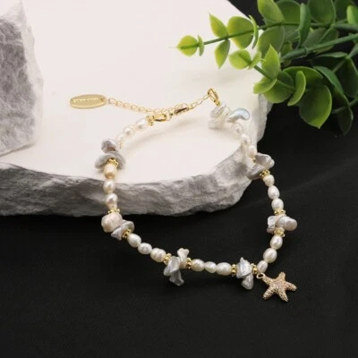 L17 vergoldetes Armband Seestern Barockperlen Süßwasserperlen - Bild 1 von 4