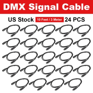 24PCS DMX Cables 10ft/3m 3 Pin Signal XLR Connection Stage Par Light Cable Wire