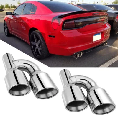 For 2012 Dodge Charger Challenger 2.5" Dual Exhaust Tip Stainless Double Wall - Image 1 of 4