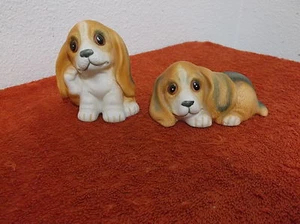 VINTAGE HOMCO  PAIR of BROWN COCKER SPANIEL PUPPY  FIGURINES ..#1407... - Picture 1 of 5