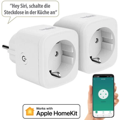 2er-Set WLAN-Steckdosen, Apple-HomeKit-zertifiziert, Sprachsteuerung - Bild 1 von 4