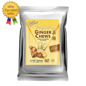 Masticables de jengibre originales, 1 lb. Paquete de dulces de jengibre confitados caramelos masticables de jengibre - Imagen 1 de 6