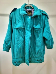 DREAMY London Fog Emerald Green Insulated Jacket High Neck Snap Size 8 Petite - Picture 1 of 9