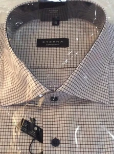 Camisa de ajuste cómodo a cuadros Eterna para hombre sin hierro talla 39 15 1/2 precio de venta sugerido por el fabricante £59.99 - Imagen 1 de 4