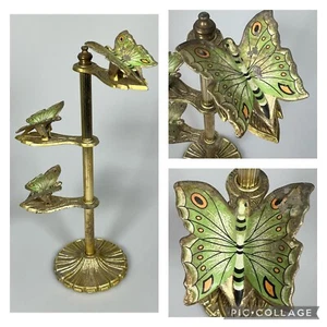 Vintage 3 Butterfly GLOVE Display, Holds Memos, Cards, TowelS 12” ALLID BRASS G4 - Picture 1 of 12