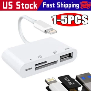 For iPhone iPod iPad IOS 12 Portable 4 in 1 USB SD TF Card Reader Camera Adapter - Picture 1 of 10