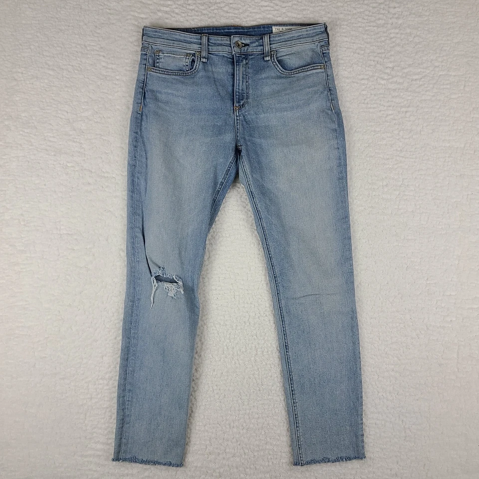 Rag & Bone Jeans Womens 28 Cate Mid Rise Skinny Fray Light Wash Blue - Image 1 of 4