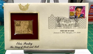 VTG Elvis 29c 1993 King Rock Roll TN First Day Issue Stamp 22k Gold Replica DS32 - Picture 1 of 1