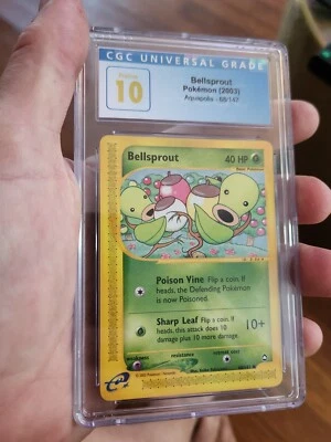 (POP 4) CGC 10 PRISTINE Bellsprout 68/147 Aquapolis Pokemon eReader Card 2003 - Image 1 of 4
