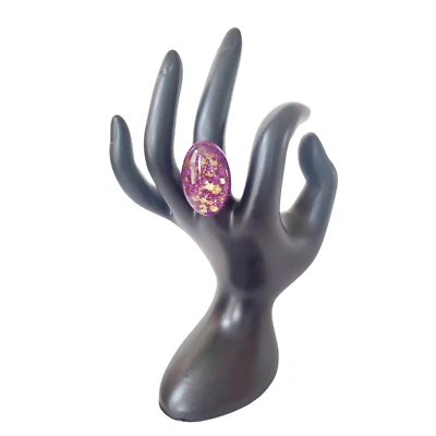 Anel feminino glitter ouro declaração anel coquetel anel moda - Imagem 1 de 4