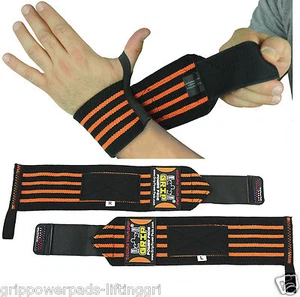 "Avvolgimenti da polso sollevamento pesi supporto fitness allenamento palestra bendaggio cinghie arancio 13" - Foto 1 di 11
