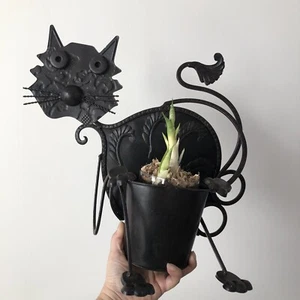 Metallic Cat Planter Pot - Animal Pot for Plants - Hanging Cat 14”Tall, 17”Long - Picture 1 of 7